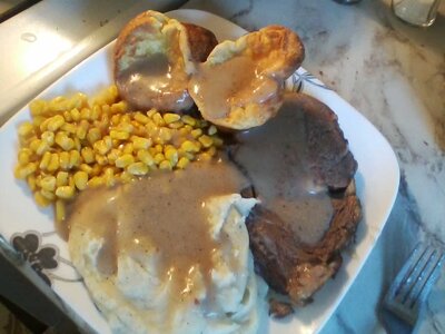 Easter 2021 Prime Rib with the fixings and a treat from my mom of her homemade cherry cheeseca...jpg