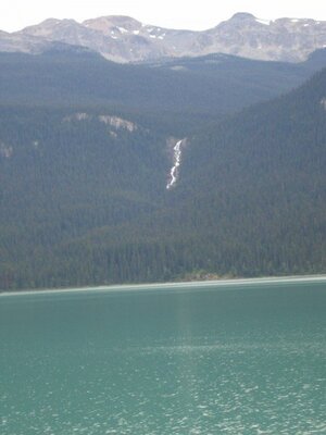 Moose Lake and Mountain Waterfall in BC just west of the Alberta Border.jpg