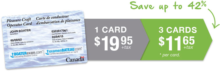 1 card $19.95 + tax, 3 cards $11.65 + tax which is a savings of up to 42%